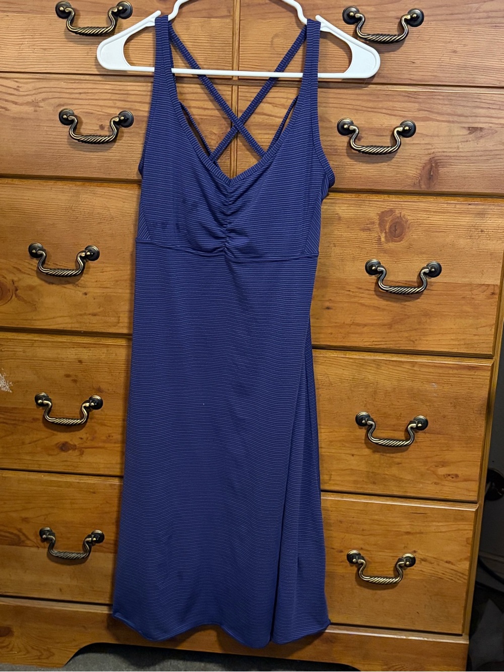 Prana Navy Blue Strappy V-Neck Midi Dress